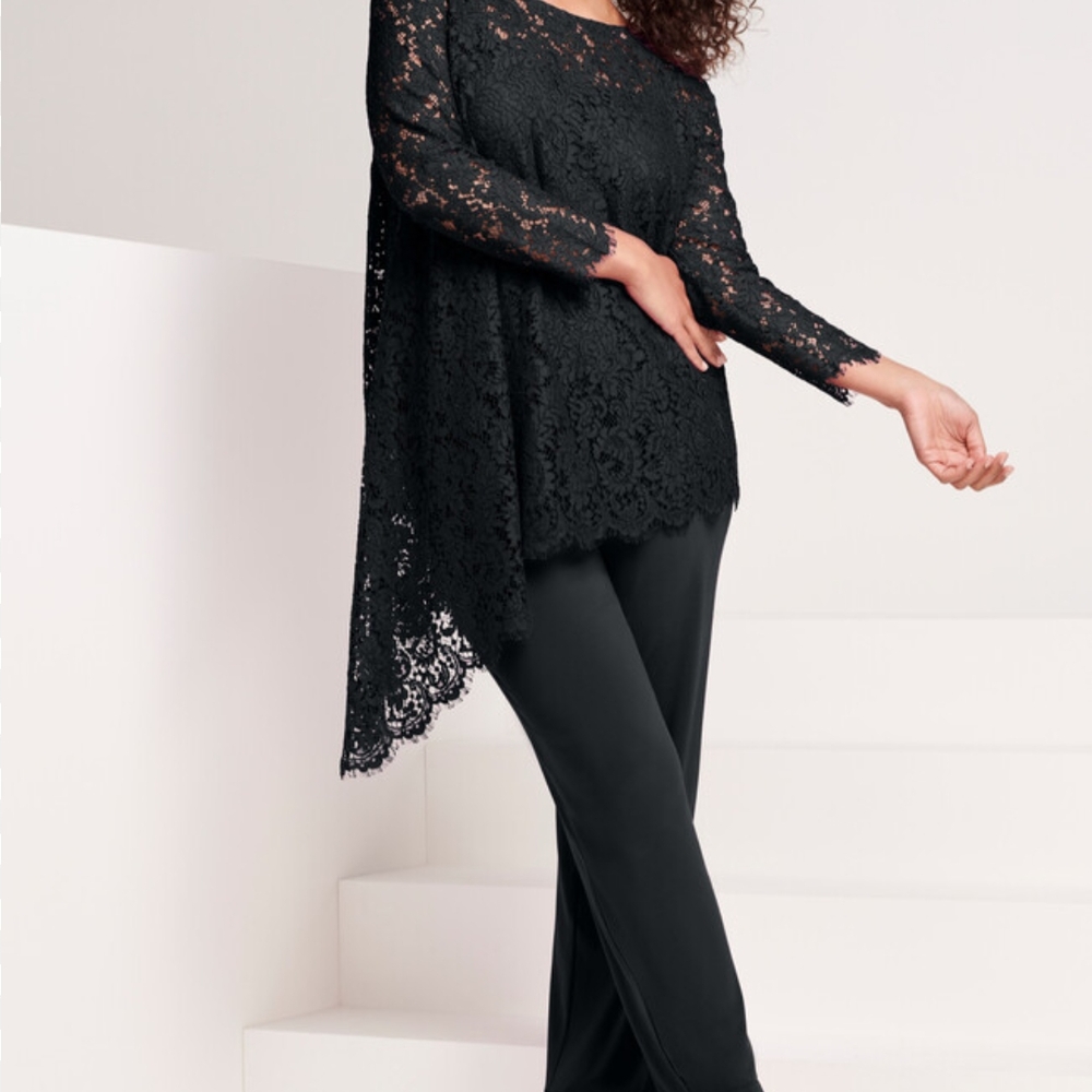 Roamans Women's Asymmetrical Lace Pants Set 22W NWT